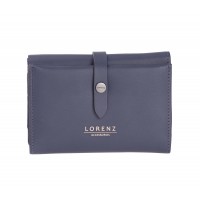 Lorenz RFID Medium "Notebook Style" Smooth PU Trifold Purse Wallet with Decorative Tab